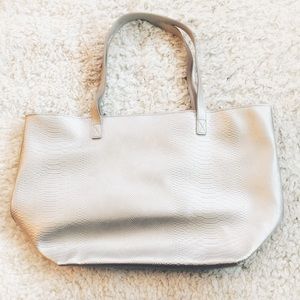 Bath and Body Works Silver Snakeskin Tote Bag